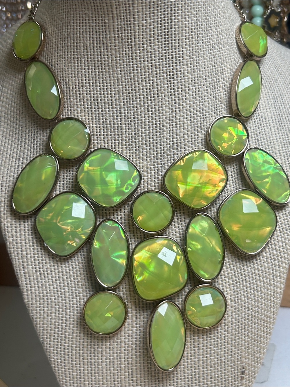 Green Statement Bib Necklace - Unbranded